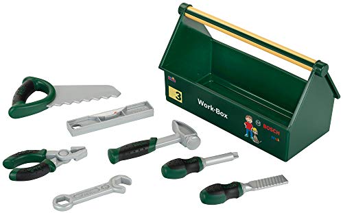 Theo Klein 8573 Werkzeug-Box | 7-teiliges Werkzeug-Set | Stabile Box mit...