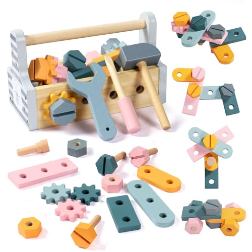 Werkzeugkoffer Kinder Montessori Spielzeug ab 2 3 4 Jahre Holzspielzeug...