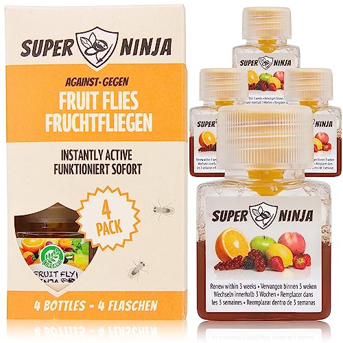 Super Ninja Fruchtfliegenfalle - Spar Pack - 4 Fallen - Hochwirksame...
