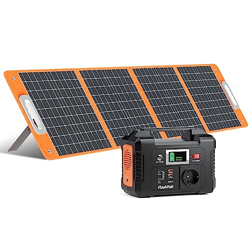 Powerstation mit Solarpanel, 151Wh Tragbare Powerstation und 100W Solarpanel...