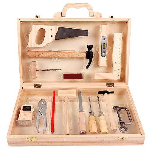 Kinder Werkzeugkasten,Werkzeug Kinder ab 3 + Jahre,Werkzeugkasten aus Holz mit...
