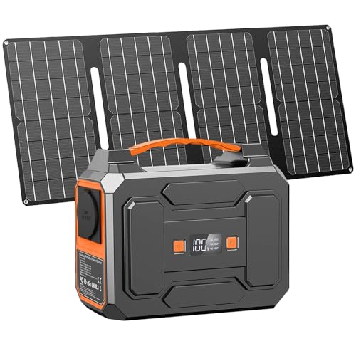 Powkey Powerstation mit Solarpanel 99Wh/27000mAh Tragbare Powerstation mit 40W...