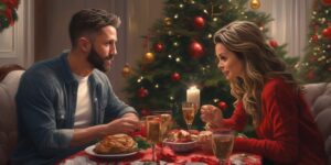couple deep conversation Christmas