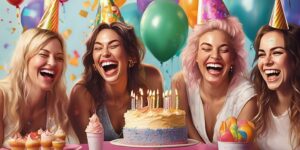 women laughing birthday party celebration