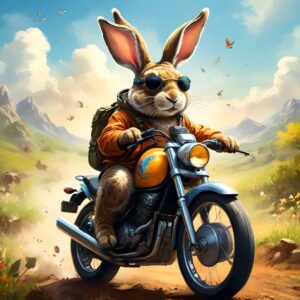 Osterhase auf Motorrad Bild